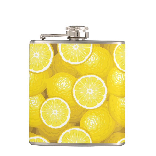 Lemon Pattern 2 Hip Flask (Front)
