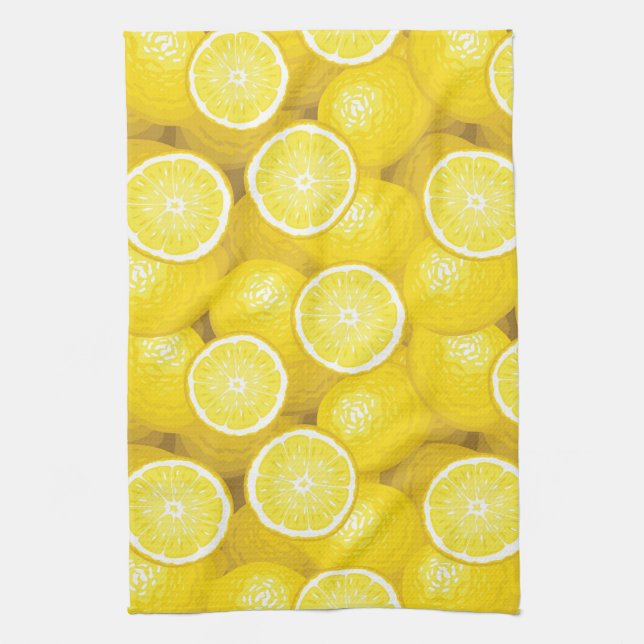 Lemon Pattern 2 Tea Towel (Vertical)