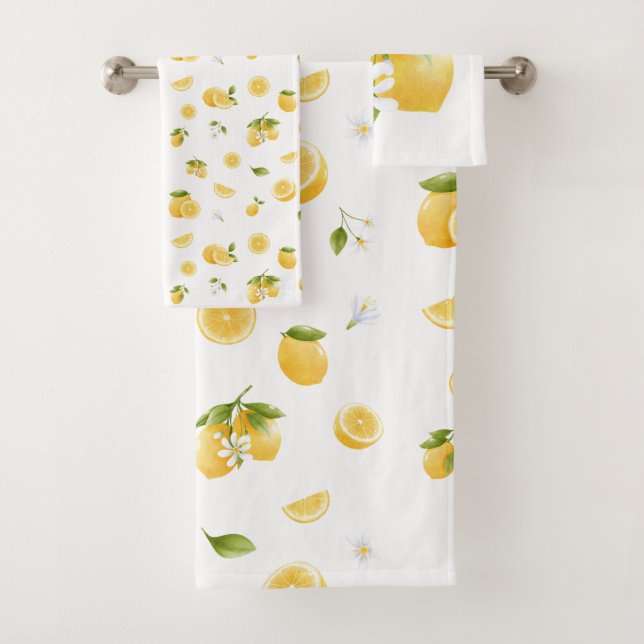 Lemon Pattern Bath Towel Set (Insitu)