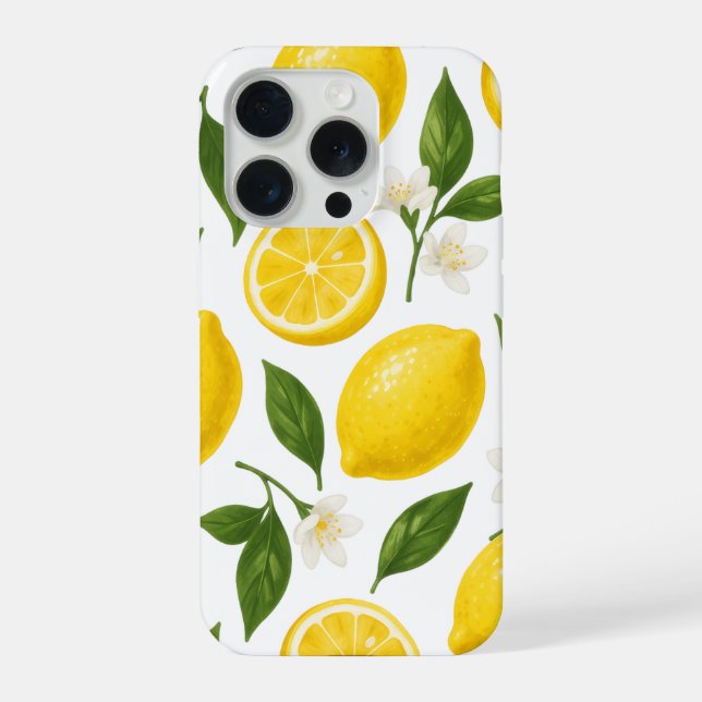 Lemon Pattern Design | Fresh Citrus Summer Print  iPhone Case (Back)