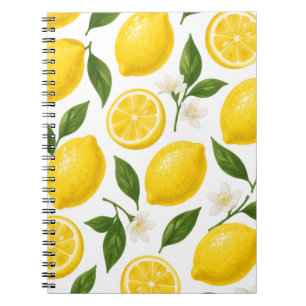 Lemon Pattern Design Fresh Citrus Summer Print Notebook