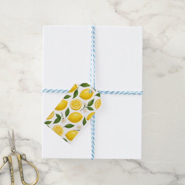 Lemon pattern design  gift tags (With Twine)