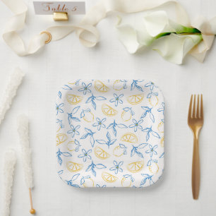 Lemon Pattern Hand Drawn Paper Plates