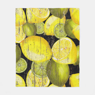 Lemon Pattern: Hand Drawn Wood. Fleece Blanket