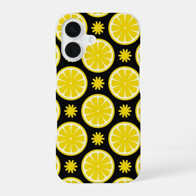 Lemon Pattern iPhone 16 Case (Back)