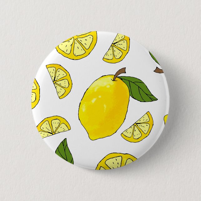 Lemon Pattern Kitchen Artwork Lemon Pattern Fruit 6 Cm Round Badge (Front)