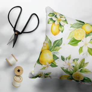 Lemon Pattern, Lemon Flowers, Leaves, Citrus Pillowcase