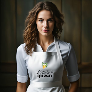 Lemon Pattern Long White Apron