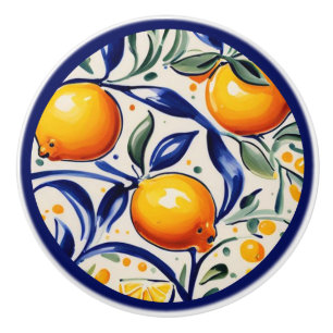Lemon pattern Mediterranean Italian Citrus Fruit Ceramic Knob