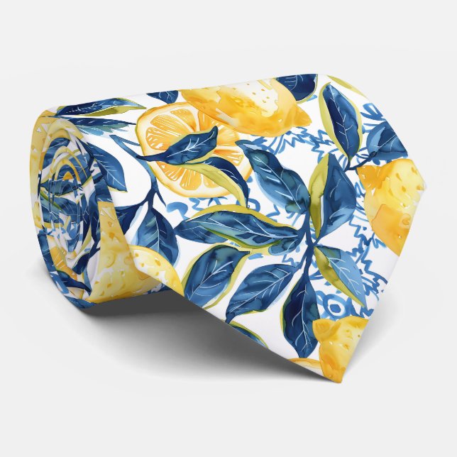 Lemon Pattern Men's Necktie  (Rolled)