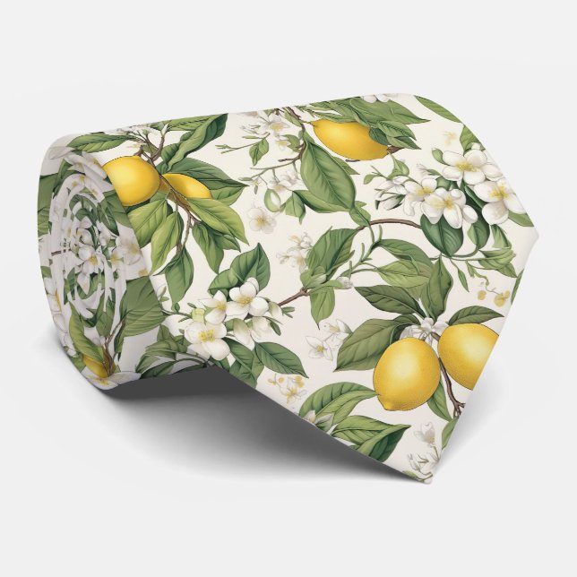 Lemon Pattern Men's Necktie  (Rolled)