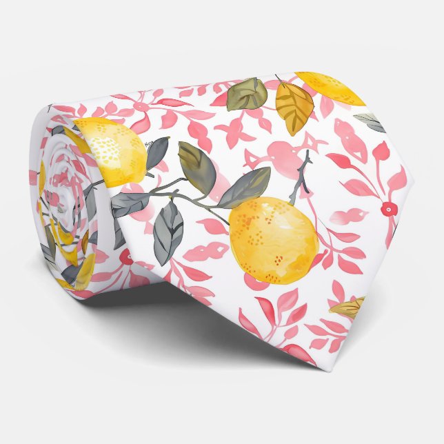 Lemon Pattern Men's Necktie  (Rolled)