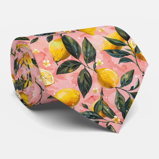 Lemon Pattern Men's Necktie  (Rolled)