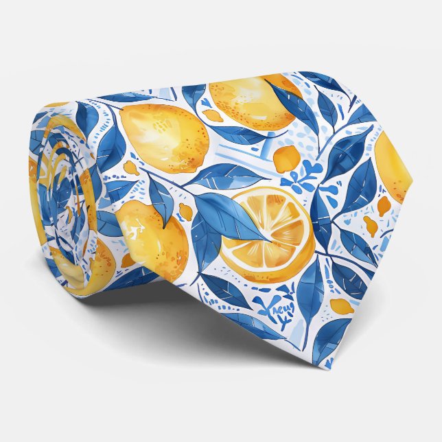 Lemon Pattern Men's Necktie  (Rolled)
