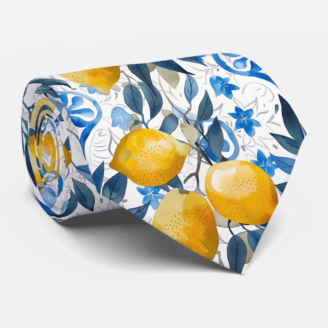 Lemon Pattern Men's Necktie  (Rolled)