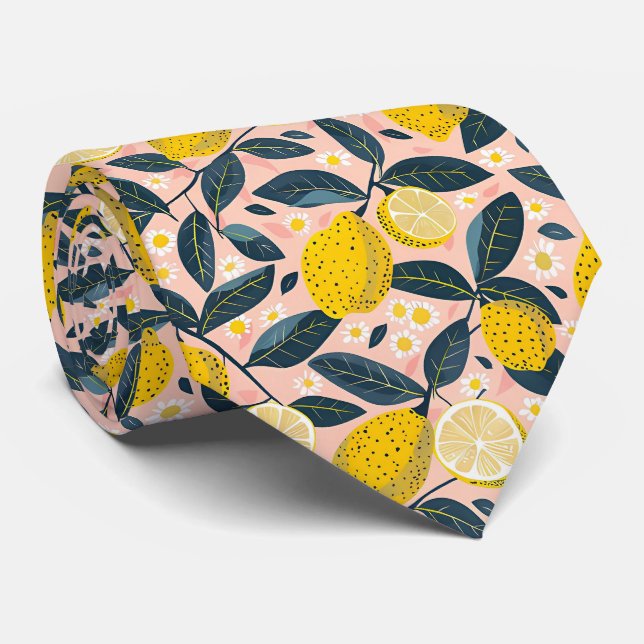 Lemon Pattern Men's Necktie  (Rolled)