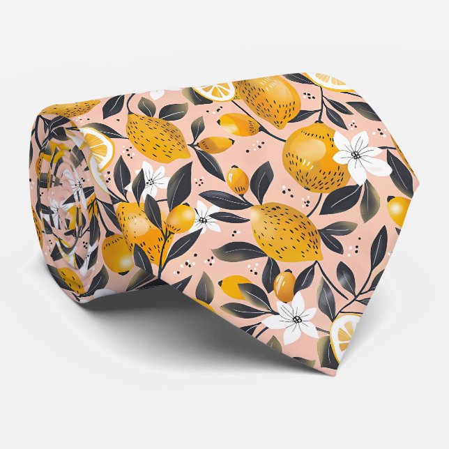 Lemon Pattern Men's Necktie  (Rolled)