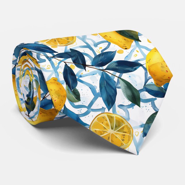 Lemon Pattern Men's Necktie  (Rolled)