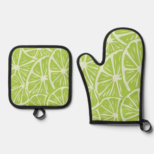 Lemon pattern oven mitt & pot holder set (Front)