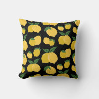 Lemon Pattern Retro Fruit Yellow On Black