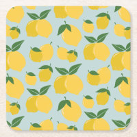 Lemon Pattern Retro Fruit Yellow On Green