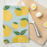 Lemon Pattern Retro Fruit Yellow On Green Tea Towel<br><div class="desc">Retro Fruit Print - Lemon Pattern – Yellow on Green.</div>