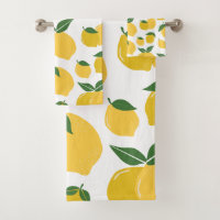 Lemon Pattern Retro Fruit Yellow On White