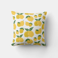 Lemon Pattern Retro Fruit Yellow On White