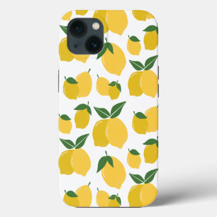 Lemon Pattern Retro Fruit Yellow On White iPhone 13 Case