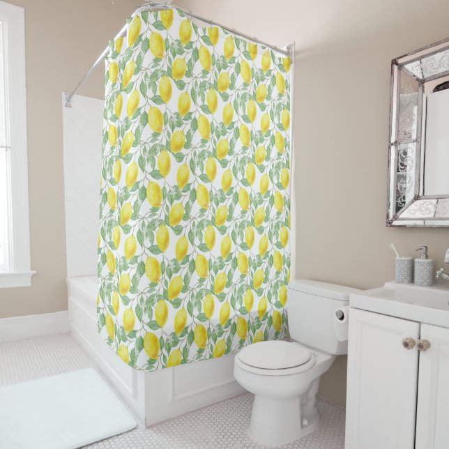 Lemon Pattern Shower Curtain (In Situ)