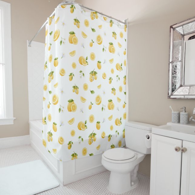 Lemon Pattern Shower Curtain (In Situ)