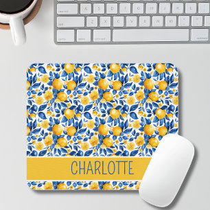 Lemon Pattern Tropical Fruit Personalised Name Mouse Pad