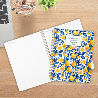 Lemon Pattern Tropical Fruit Personalised Name Planner