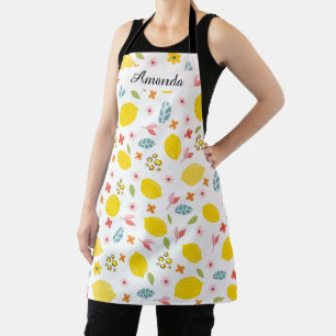 Lemon Pattern with Custom Name – Fun & Colourful Apron