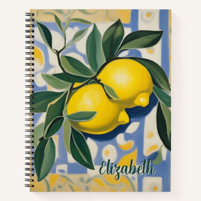 Lemon Personalized Modern Style Recipe Book (Front)