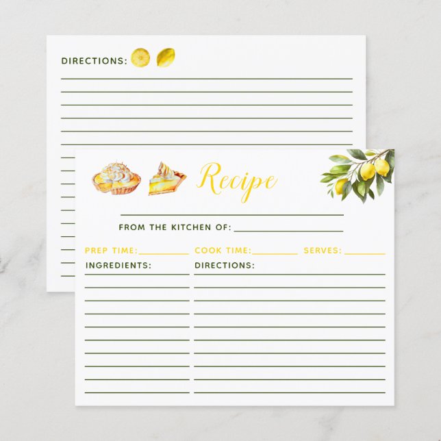 Lemon Pie Recipe (Front/Back)