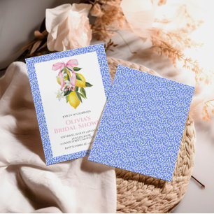 Lemon Pink Bow Coquette Bridal Shower Invitation