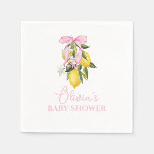 Lemon Pink Bow La Dolce Vita Baby Shower Napkin