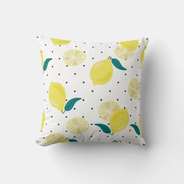 Lemon Polka Dot Throw Pillow Cover (Front)