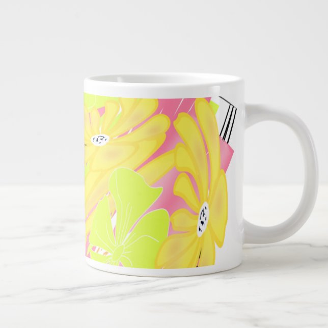 Lemon Pop Flora — Yellow & Lime Abstract Mug (Right)