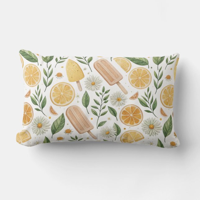 Lemon Popsicle Lumbar Pillow – 13" x 21" (Front)