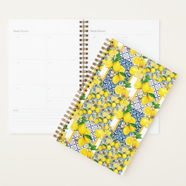 Lemon Portuguese Azulejo Mediterranean Santorini Planner (Display)