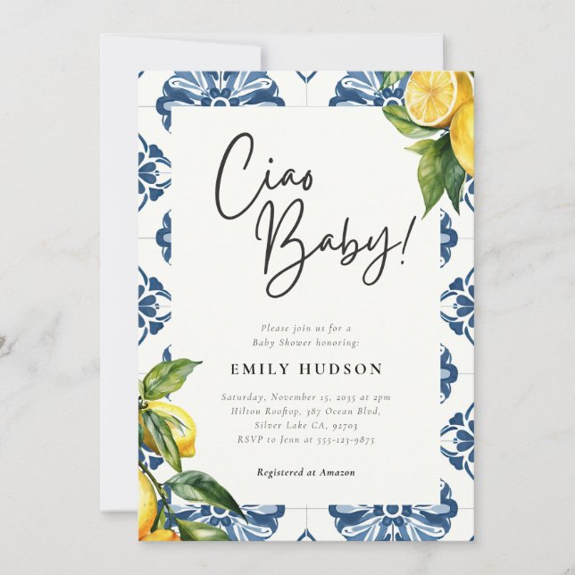 Lemon Positano Italian Baby Shower Invitation (Front)