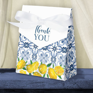 Lemon Positano Italian Blue Tile  Favour Box