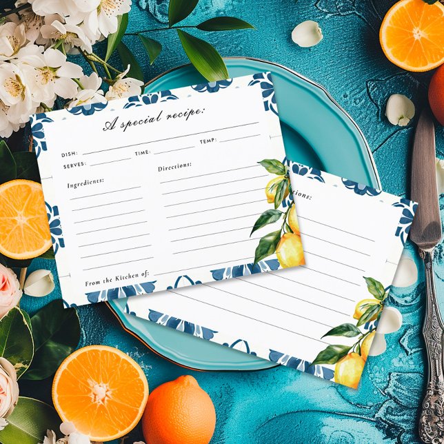 Lemon Positano Italian Bridal Shower Recipe Card (Creator Uploaded)