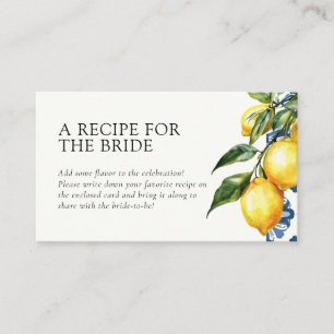 Lemon Positano Recipe Request Bridal Shower Enclosure Card