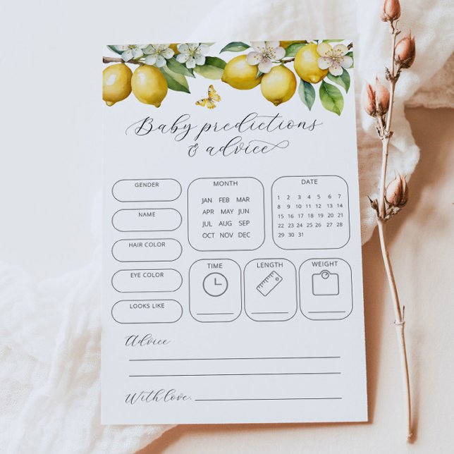 Lemon Predictions & Advice Baby Shower Game  (Creator Uploaded)
