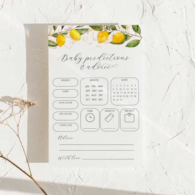 Lemon Predictions & Advice Baby Shower Game  (Creator Uploaded)