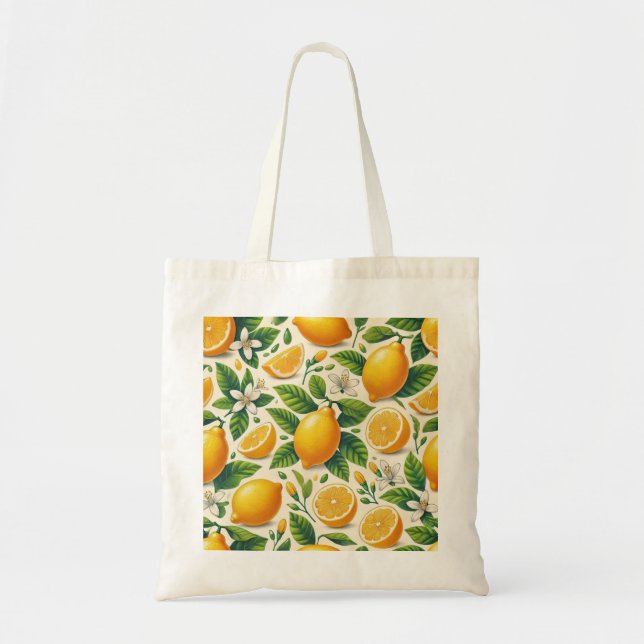 Lemon Print Basic Tote Bag (Front)