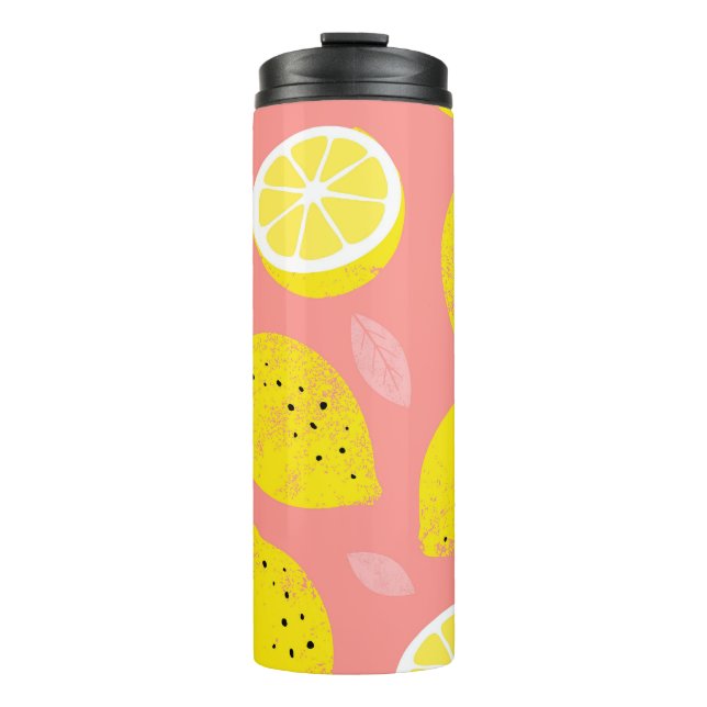 Lemon print, bright seamless summer pattern. thermal tumbler (Front)